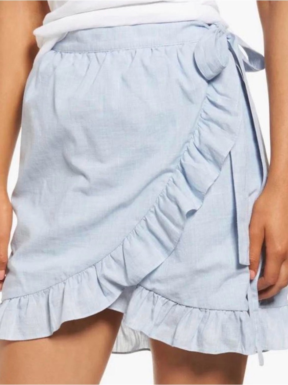 MADEWELL Light Blue Ruffle Wrap Skirt - Women size 0